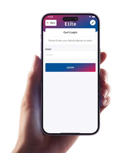 Elite Mobile App Login Screen